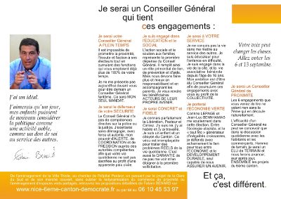 Tract Fabien Benard, Nice 6ème canton